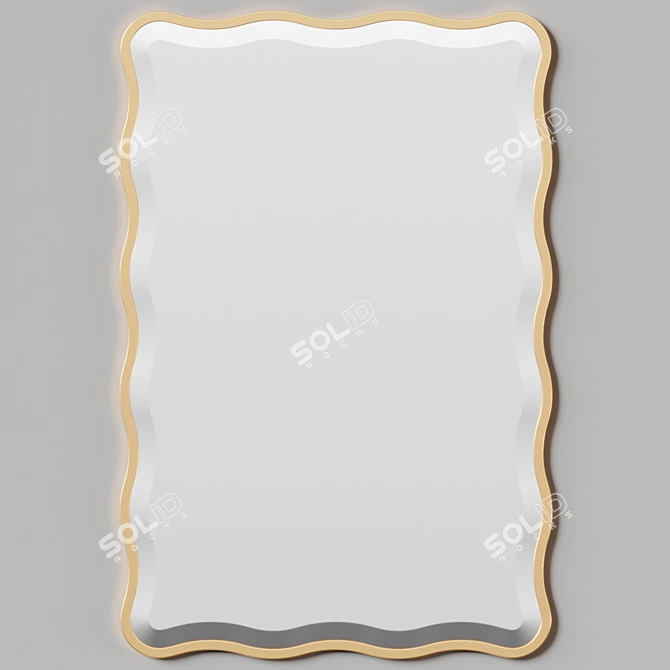 Scalloped Gold Wall Mirror 3D model image 2