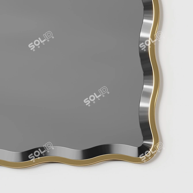 Scalloped Gold Wall Mirror 3D model image 4