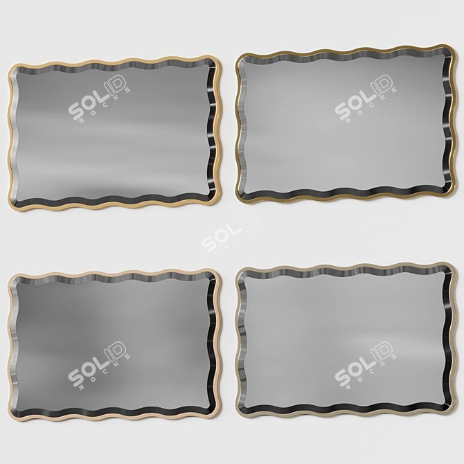 Scalloped Gold Wall Mirror 3D model image 5