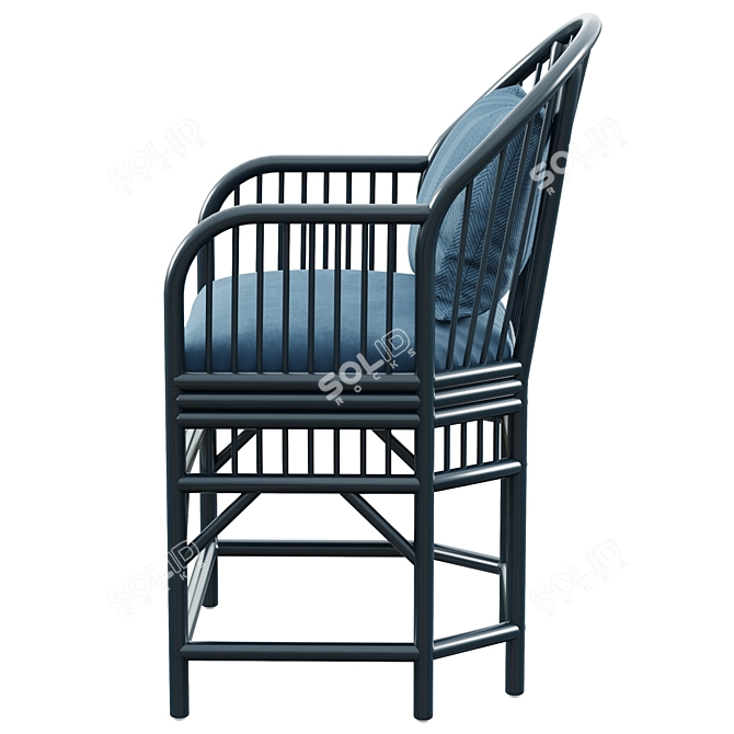 Elegant Rattan Pavilion Chair 3D model image 5