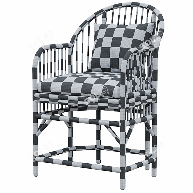 Elegant Rattan Pavilion Chair 3D model image 6