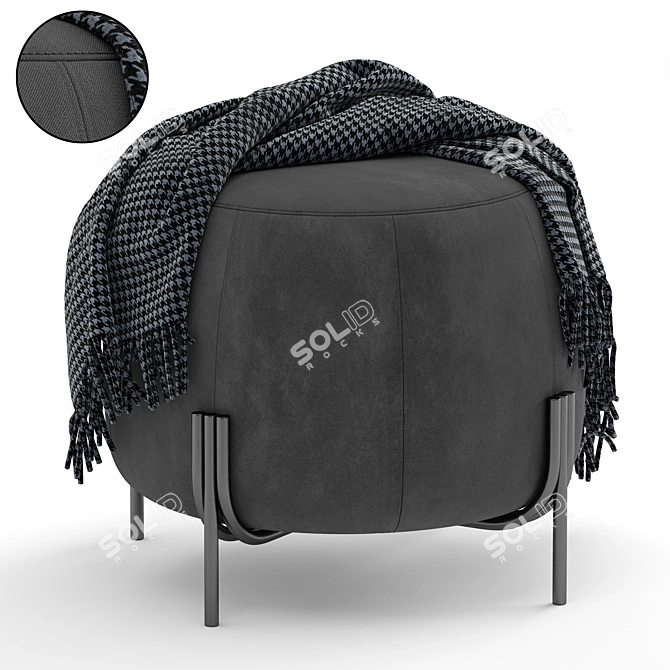 Flik Grey Ottoman Pouf 3D model image 1