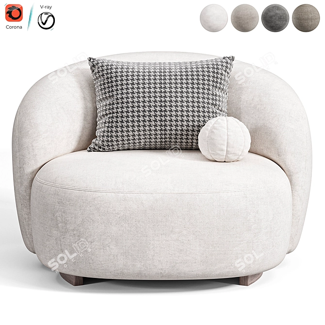 Elegant Aralia Armchair by Diotti 3D model image 3