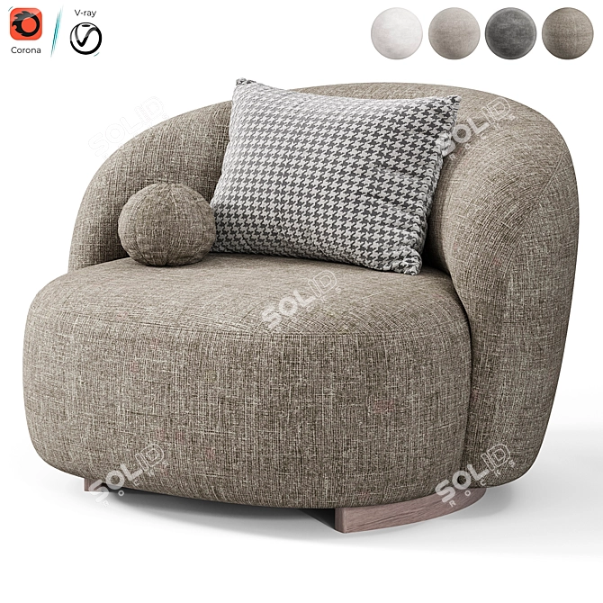 Elegant Aralia Armchair by Diotti 3D model image 6