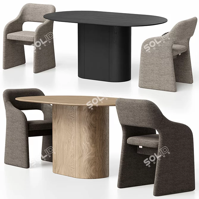 Modular Dining Set in Varied Colors 3D model image 1