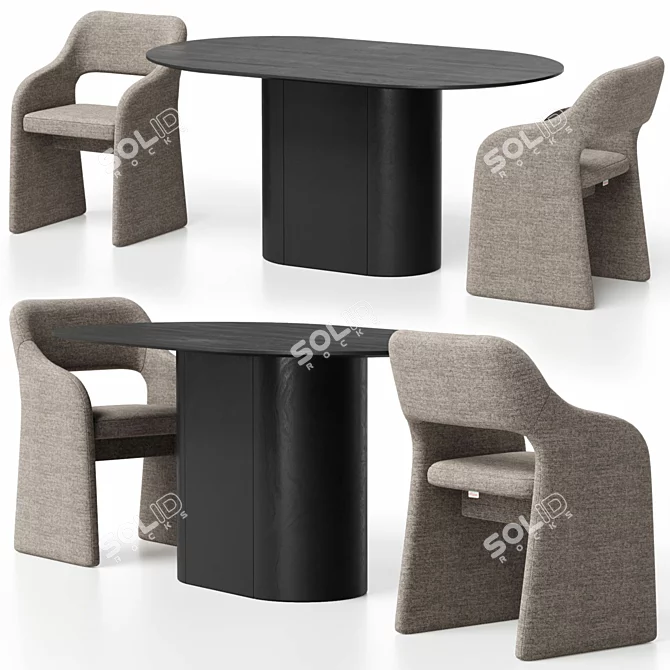 Modular Dining Set in Varied Colors 3D model image 4