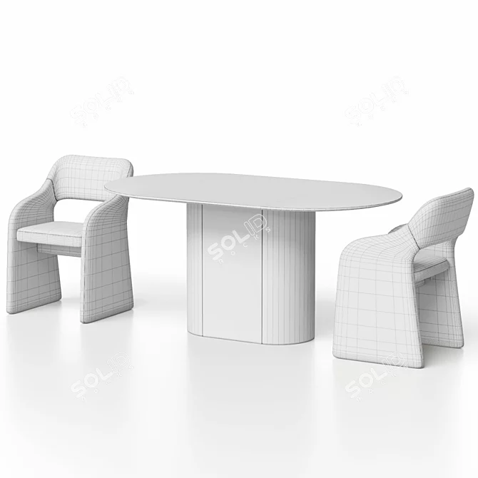 Modular Dining Set in Varied Colors 3D model image 7