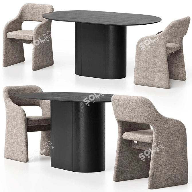 Modular Dining Set in Varied Colors 3D model image 15