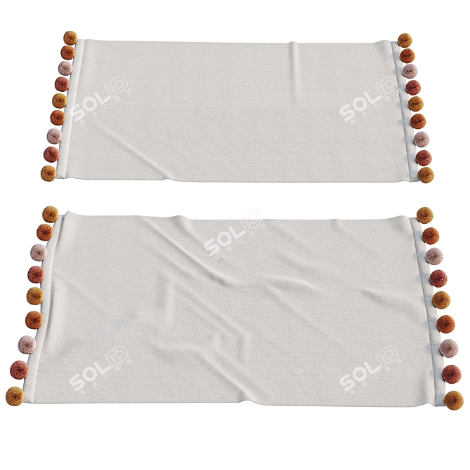 Cotton Bath Rug with Pompons 3D model image 1