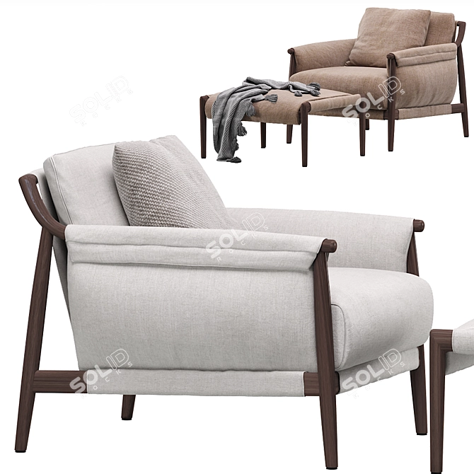 Timeless Modern Lounge Armchair 3D model image 5