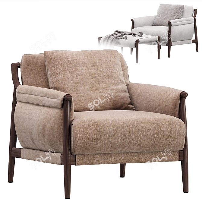Timeless Modern Lounge Armchair 3D model image 6