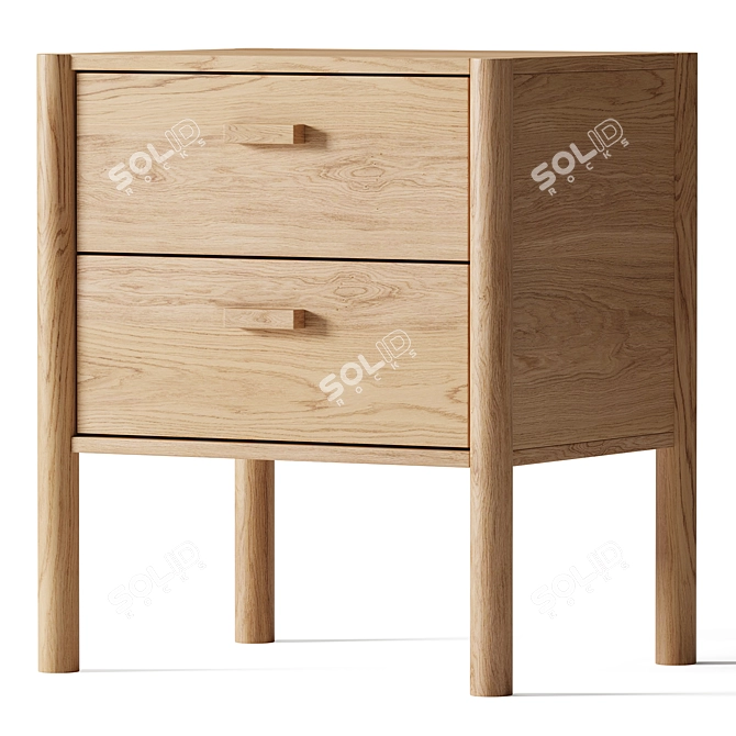 Elegant Axel Timber Bedside Table 3D model image 1