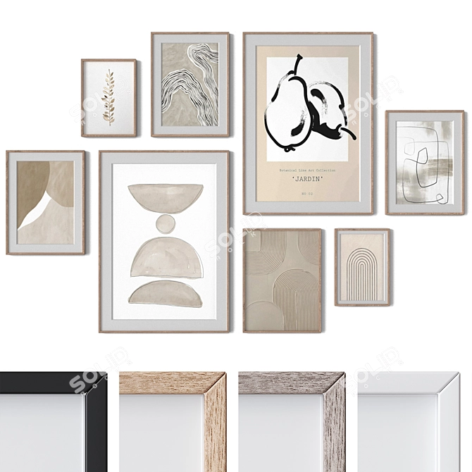 Wall Art Set with Frames 3D model image 1