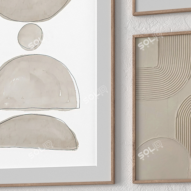 Wall Art Set with Frames 3D model image 2