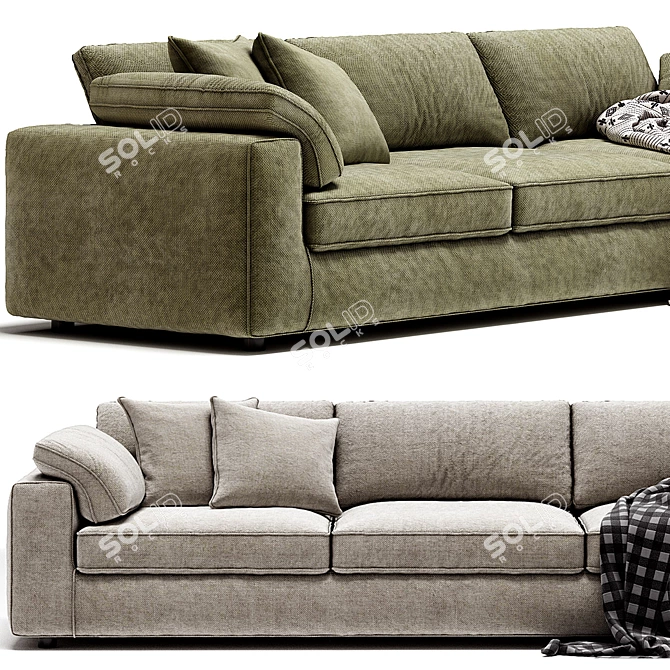 Luxury Linen Sectional 4-Seater Sofa 3D model image 2