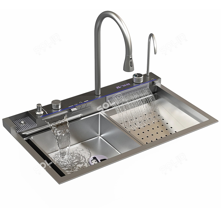 Digital Waterfall Luxury Kitchen Sink 3D model image 2