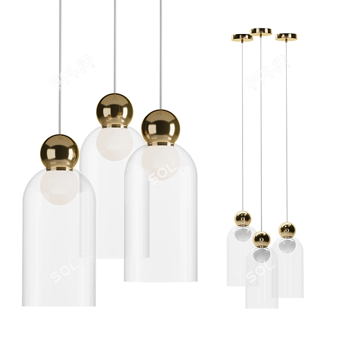 Gold Pendant Light Fixture Freya 3D model image 1