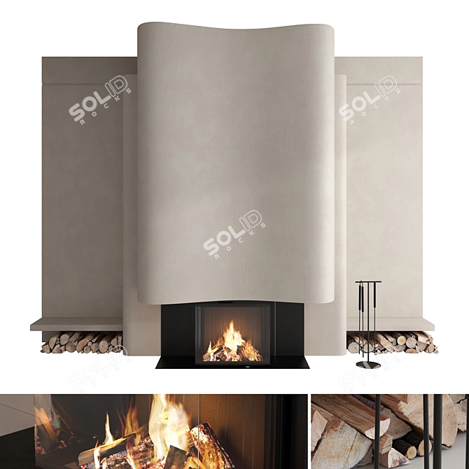 Modern Fireplace Wall Decor Set 3D model image 1