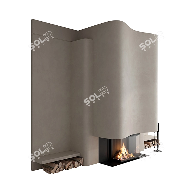 Modern Fireplace Wall Decor Set 3D model image 2