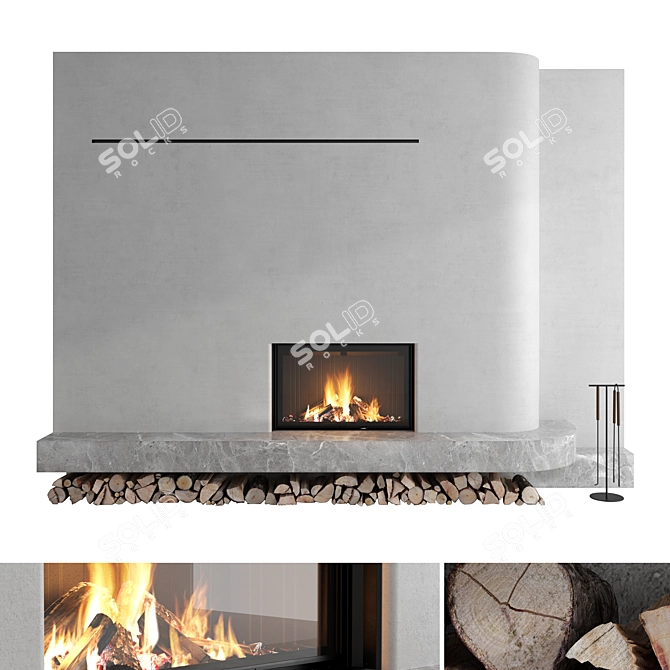 Romotop Decorative Wall Set Firewood 3D model image 1