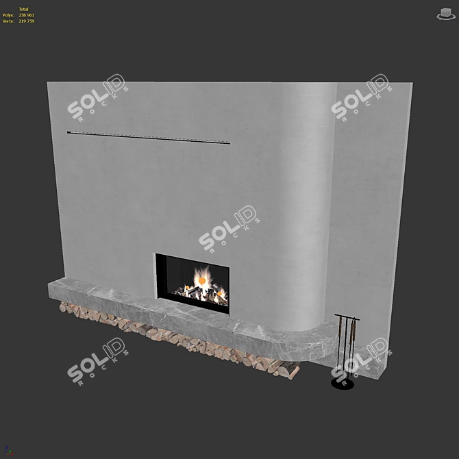 Romotop Decorative Wall Set Firewood 3D model image 7