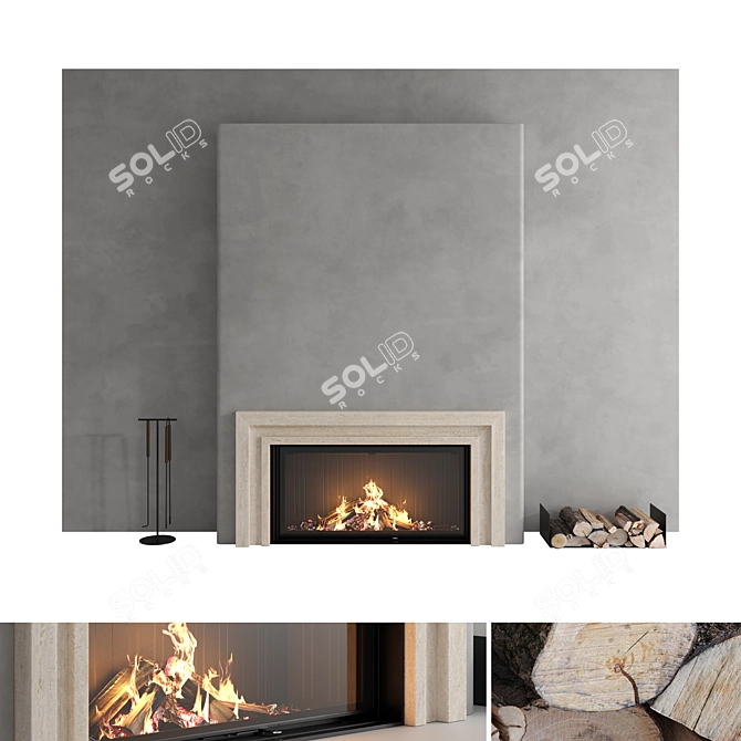 Modern Fireplace Wall Set 3D 3D model image 1