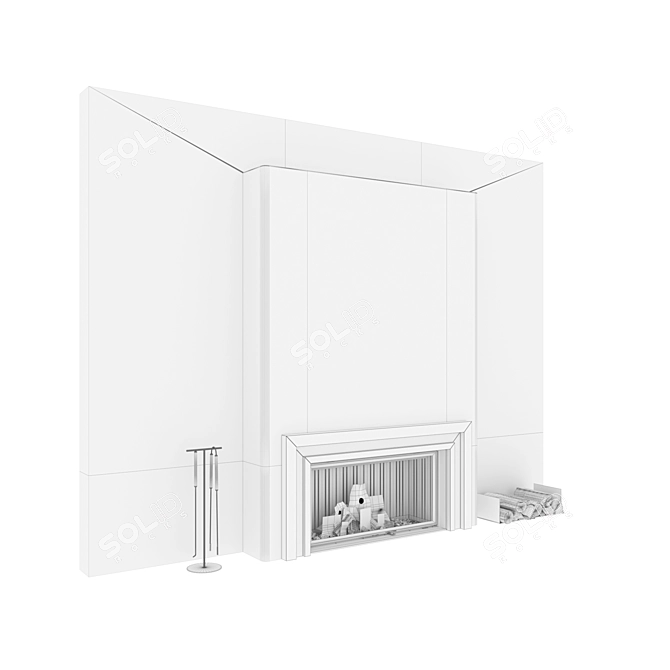 Modern Fireplace Wall Set 3D 3D model image 6