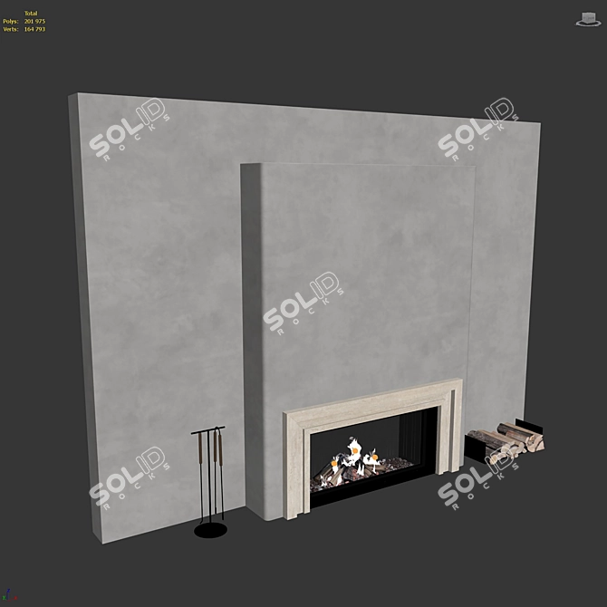 Modern Fireplace Wall Set 3D 3D model image 7