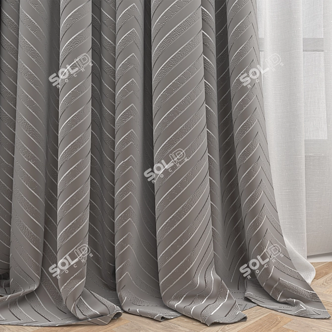 Parquet Window Curtain 3D Model 3D model image 2