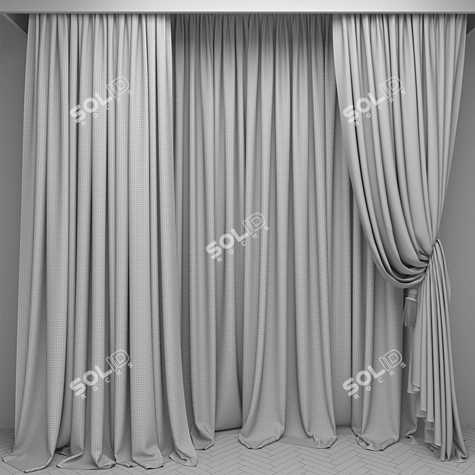 Parquet Window Curtain 3D Model 3D model image 3