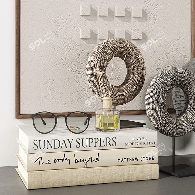 Decor Set with Books and Decorative Items 3D model image 2