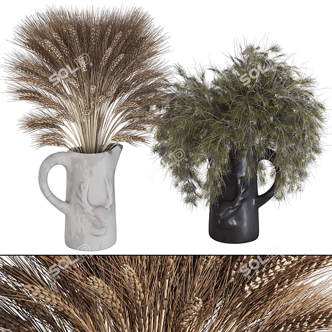 Christmas Dried Plants Vase Decoration 3D model image 1