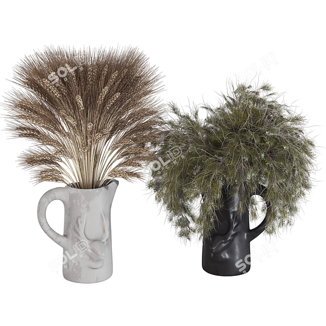 Christmas Dried Plants Vase Decoration 3D model image 2