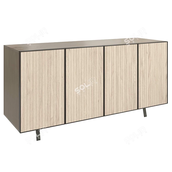 Modern Steel White Oak Sideboard 3D model image 1