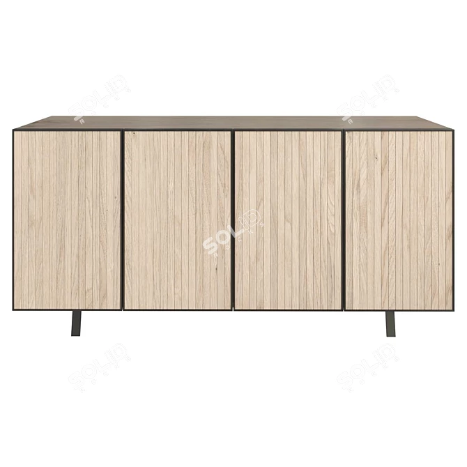 Modern Steel White Oak Sideboard 3D model image 2