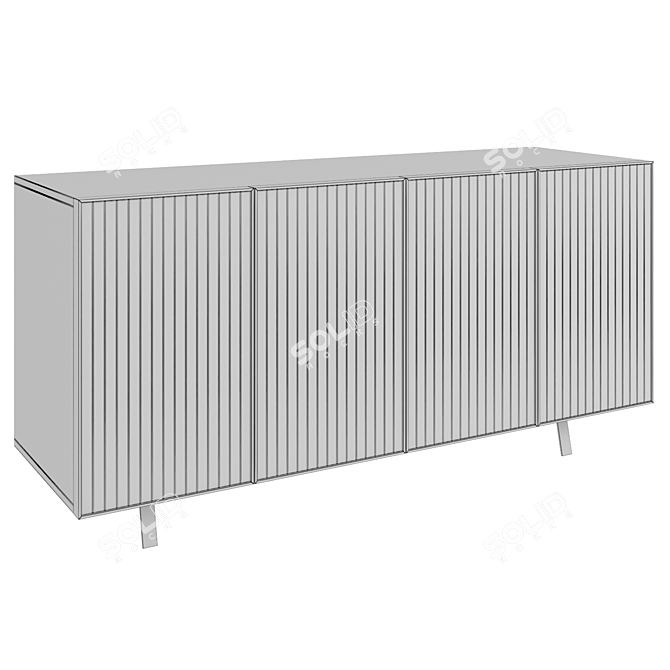 Modern Steel White Oak Sideboard 3D model image 3