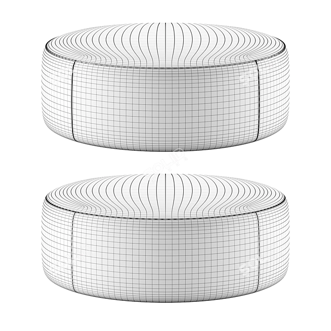 Luxury Grey Velvet AKERA Pouf 3D model image 6