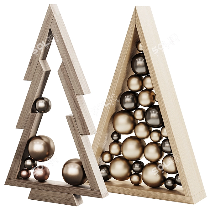 Contemporary Christmas Trees Set 3D model image 1