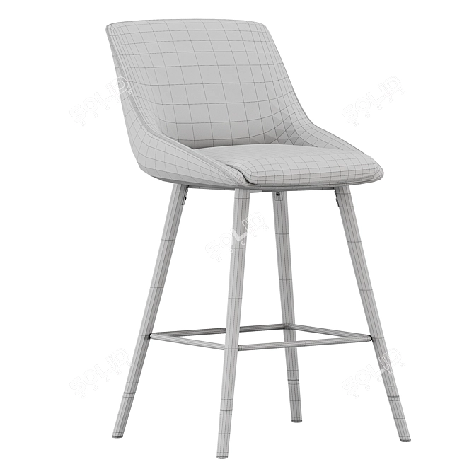 Modern Bar Stool with Backrest 3D model image 5