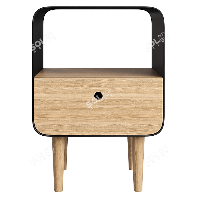 Wood and Metal Bedside Table, Jimi 3D model image 2