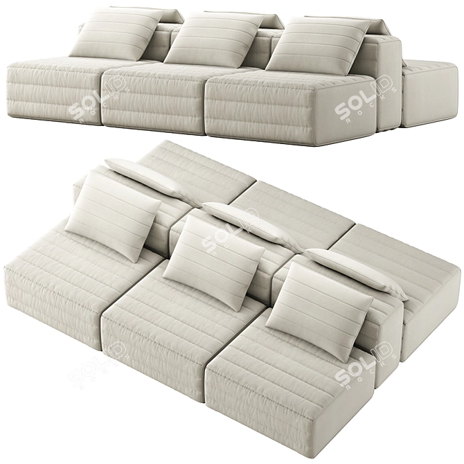 Modern D Design Sofa with OBJ Format 3D model image 1