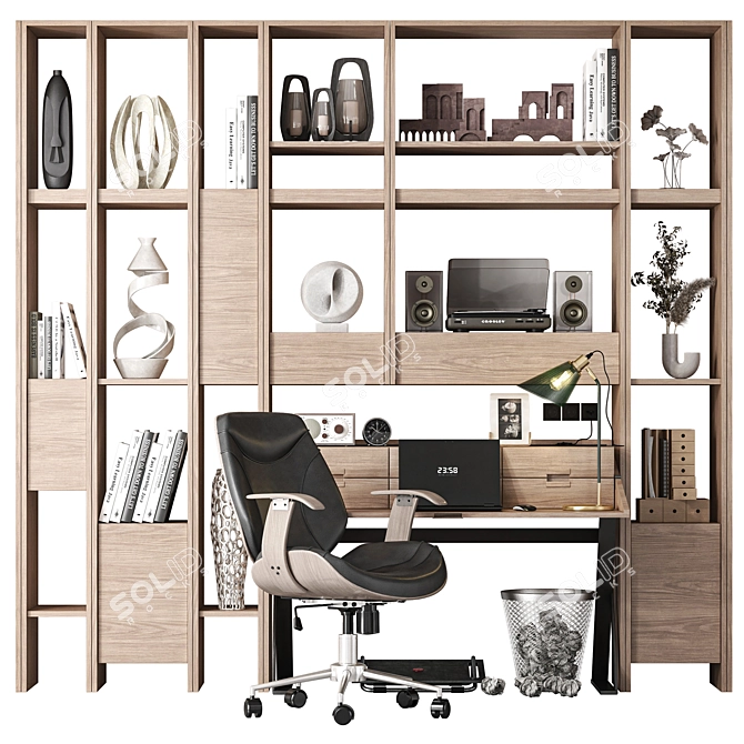 Modern Workspace Furniture Set 3D model image 6