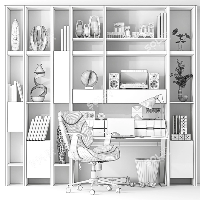 Modern Workspace Furniture Set 3D model image 8