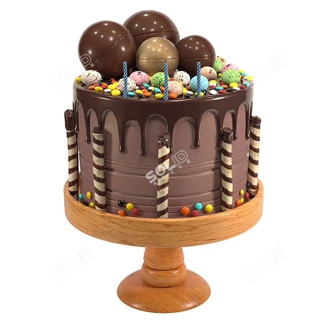 Smarties and Egg Chocolate Birthday Cake 3D model image 1