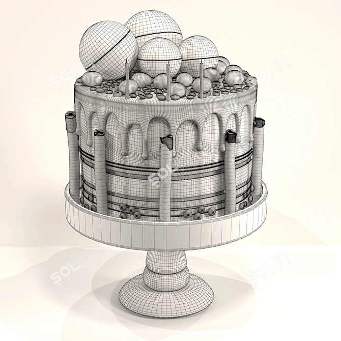 Smarties and Egg Chocolate Birthday Cake 3D model image 5