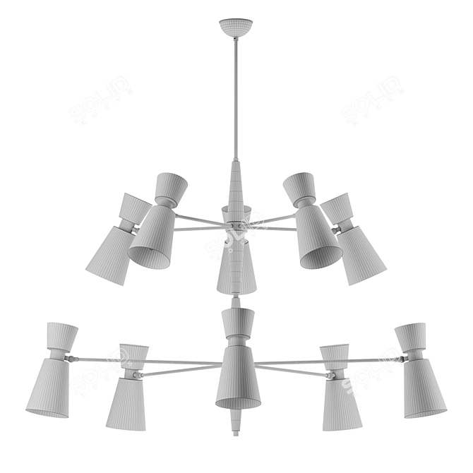 Brass Pendant Light with 10 Shades 3D model image 3