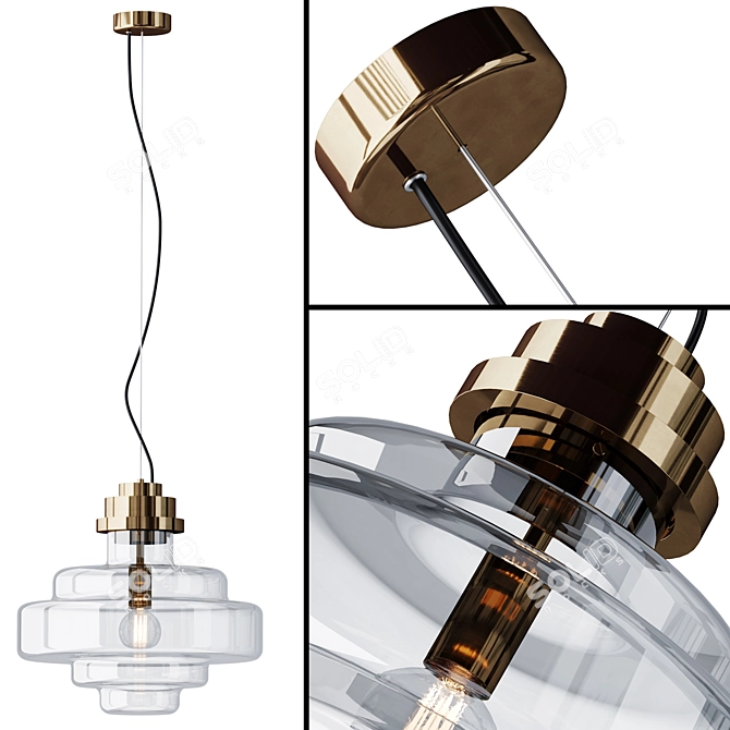 Modern Glass Pendant Lamp by Kaishi 3D model image 2