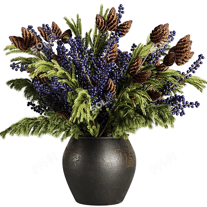 Festive Bouquet Set with Vase 3D model image 1