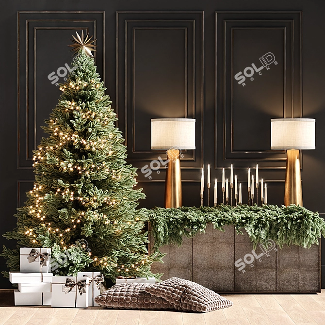 Elegant 7ft Christmas Tree 3D model image 1