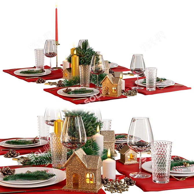 Festive Table Setting 3D model image 1